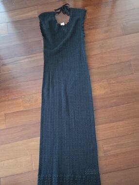 NWT J Crew Crochet Open Back Midi Dress Black XS